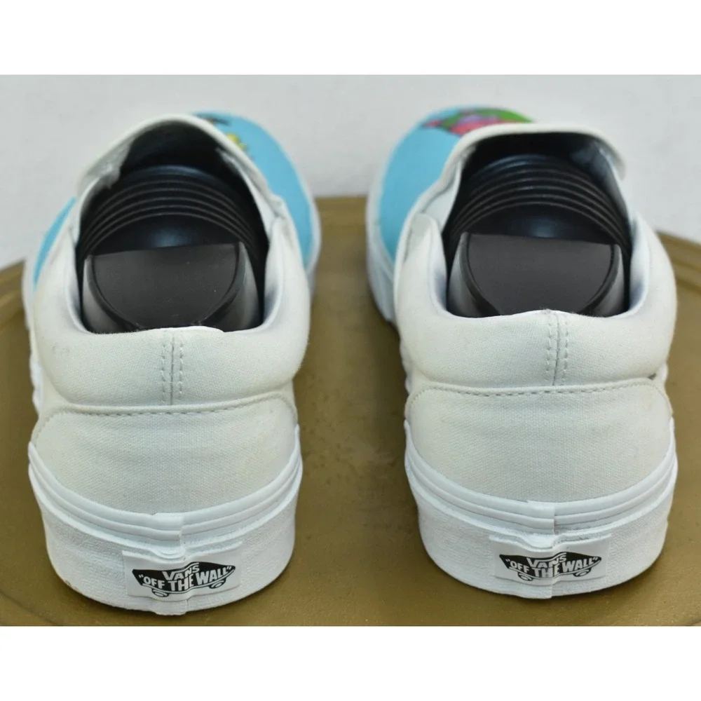 Vans Men Shoes Size 8.5 Custom White Painted Rare SpongeBob & Patrick Slip On